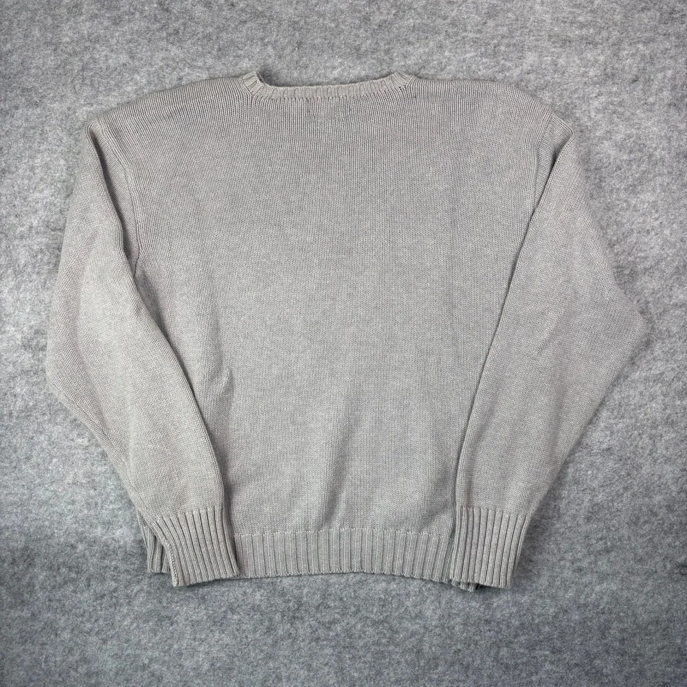 Vintage Polo Ralph Lauren Crewneck Sweater Grey Cotton Knit Pony Logo XL